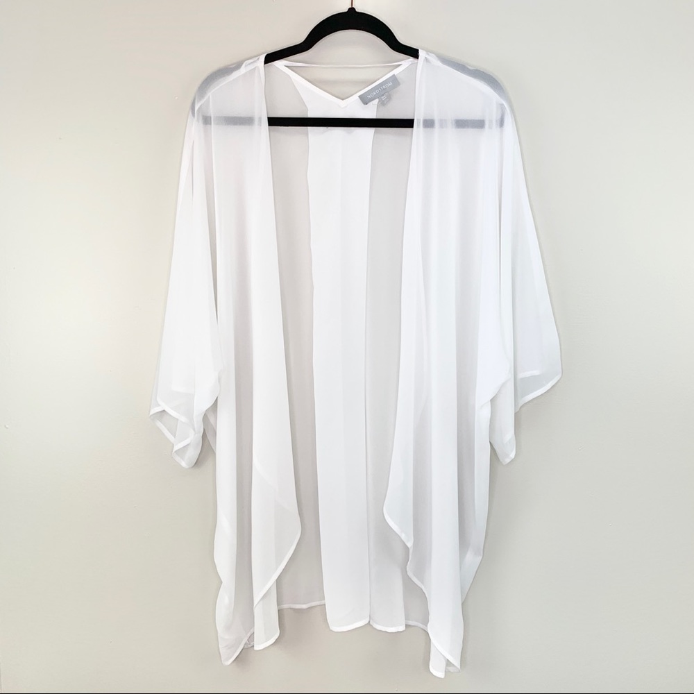 Nordstrom Chiffon Cardigan White One Size - Picture 2 of 8